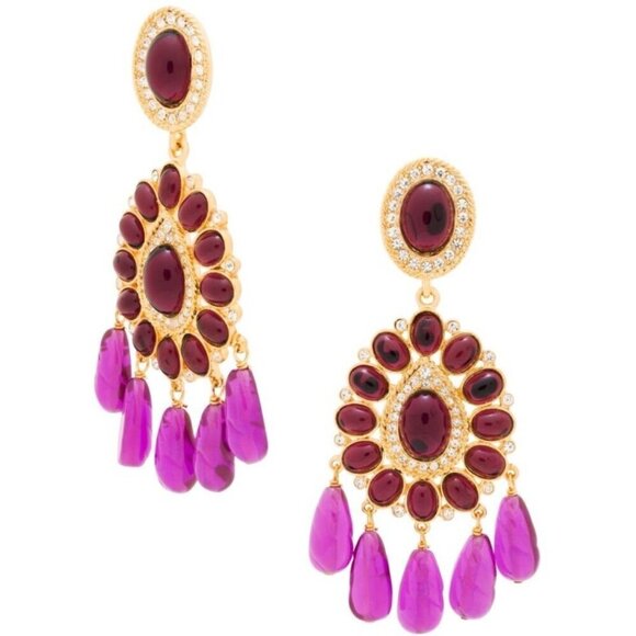 💕TRINA TURK x KENNETH JAY LANE💕 Cabachon Drop Earring ~ Amethyst NWT - Picture 1 of 1